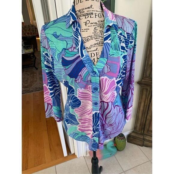 Strazzi Floral Button Down Blouse - Picture 1 of 5